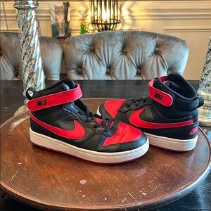 Nike Kids' court borough Black and Red High-Top Sneakers 3Y